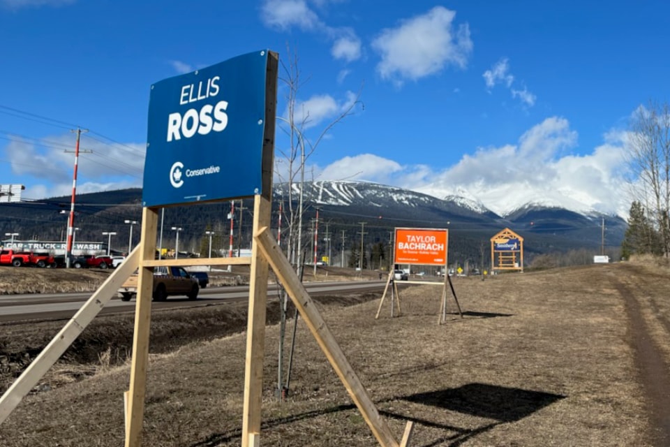 No sooner had Prime Minister Mark Carney announced the federal election for April 28 than signs for the top two contenders in Skeena-Bulkley Valley, such as these ones in Smithers, started showing throughout the riding. 