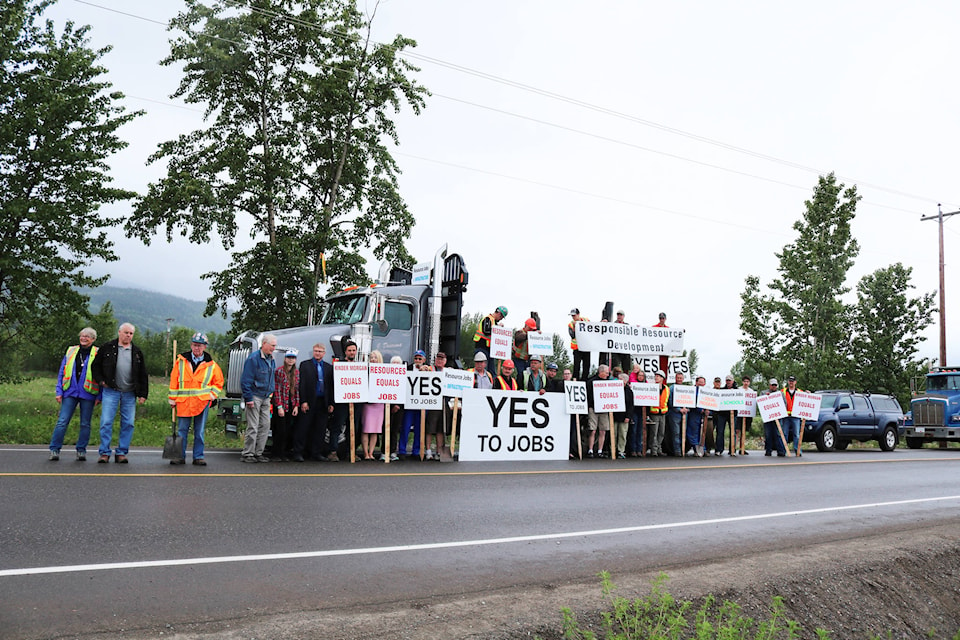 Natural resource workers and supporters show their support for Kinder Morgan pipeline.