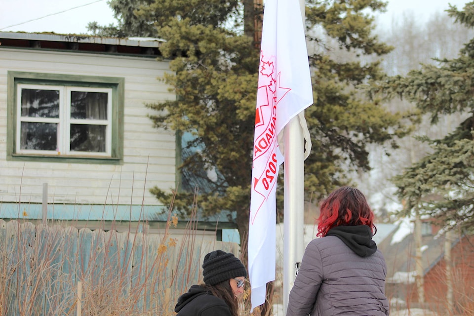 The Bulkley Valley Kinsmen joined other Kin organizations across Canada for a flag raising and proclaimation ceremony on Feb. 20. Kin Canada is celebrating its Centennial Anniversary this year. (Marisca Bakker photo)