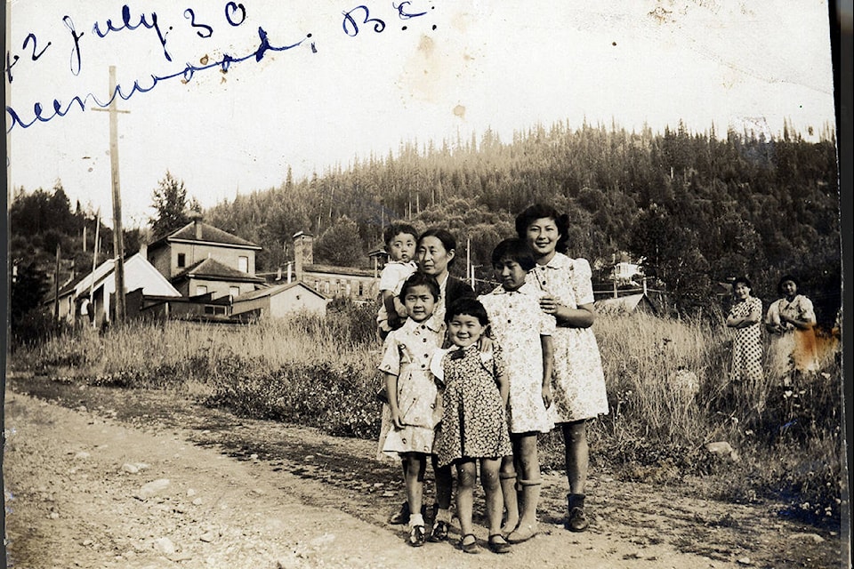 The Murakami Family in Greenwood in BC’s Interior: (MURAKAMI, KIMIKO, RICHARD, MARY, ROSE, VIOLET AND ALICE) (This archival photo is featured in the “Broken Promises” exhibit opening at the NNMCC on Sept. 26, 2020) 2004-005-038. Image courtesy of Salt Spring Island Archives.