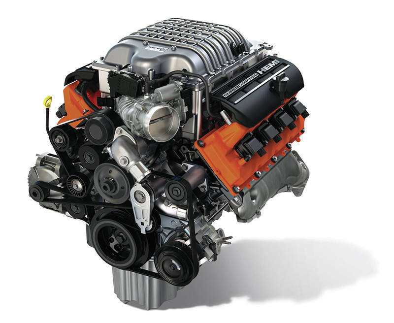 Hellcrate 6.2-liter Supercharged HEMI V-8 engine (Part # 68303089AB) is rated at 707 horsepower and 650 lb.-ft. of torque