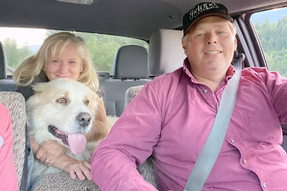 Jasper after he was reunited with his owners Mary and Brent Hummel. Photo: Steve Smith