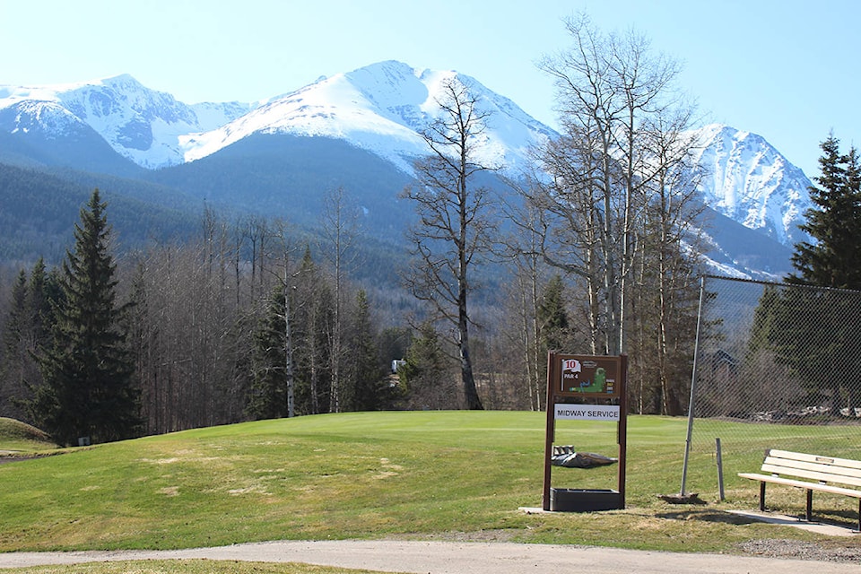 Smithers Golf and Country Club view of the ninth green and Hudson Bay Mountain from the 10th tee box. (Thom Barker photo)