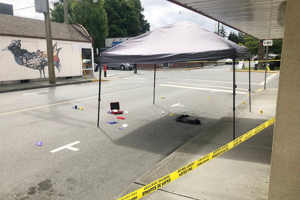 RCMP appeared to be investigating a serious crime on Jubilee Street near the intersection with Kenneth Street on the morning of July 16. (Kevin Rothbauer/Citizen)