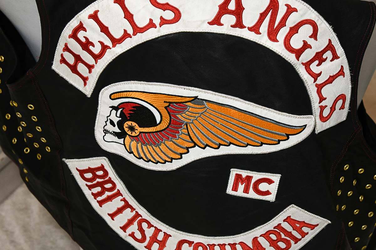 A Hells Angels vest was among a large number of items police seized during search warrants conducted in the Lower Mainland and Okanagan. (Photo courtesy of CFSEU-BC)