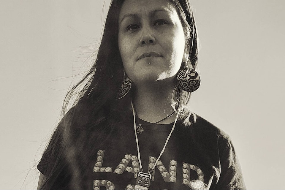 Erica Davis, featured artist at the Skeena Salmon Arts Show, draws from her rich Nisga’a and Helitsuk heritage to create captivating modern expressions. (Contributed photo)