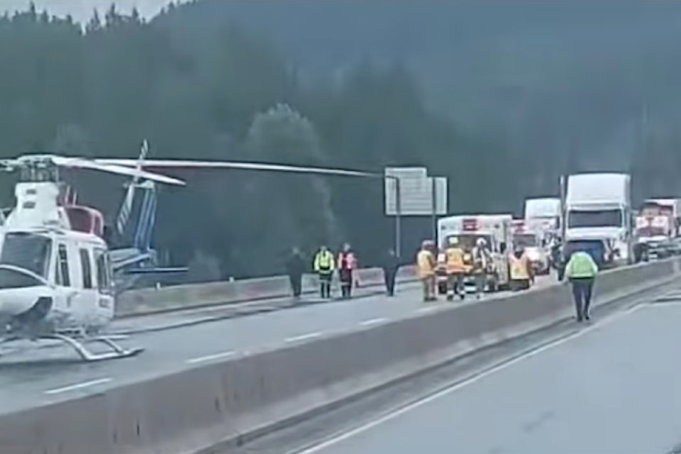 An air ambulance responded to a crash on the Coquihalla on Aug. 27, 2024. 