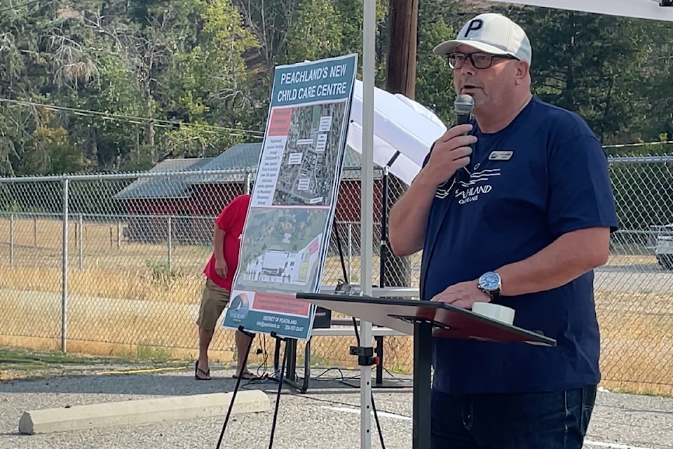 District of Peachland Mayor Patrick Van Minsel announces 104 new childcare spaces for the community with funding provided by the provincial and federal governments. 