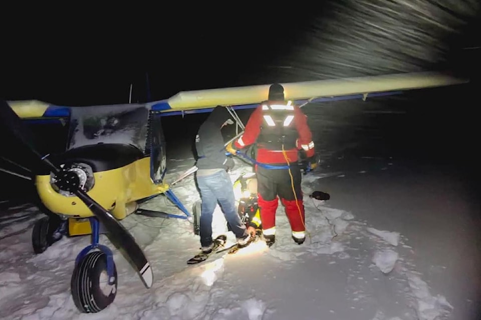 A pilot was rescued in Eneas Lake Provincial Park after being force to make an emergency landing on Monday, Dec. 19, 2024. 