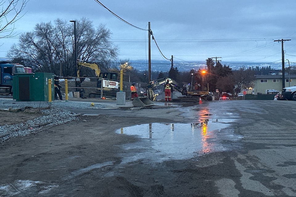 Puddles along Highway 33 and Bryden Road. 