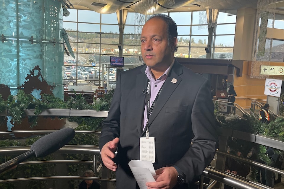 鶹ѡ International Airport CEO, Sam Samaddar, speaks to media on Thursday, Dec. 12, 2024. The airport set an all time record of 2.1 million passengers for the year.