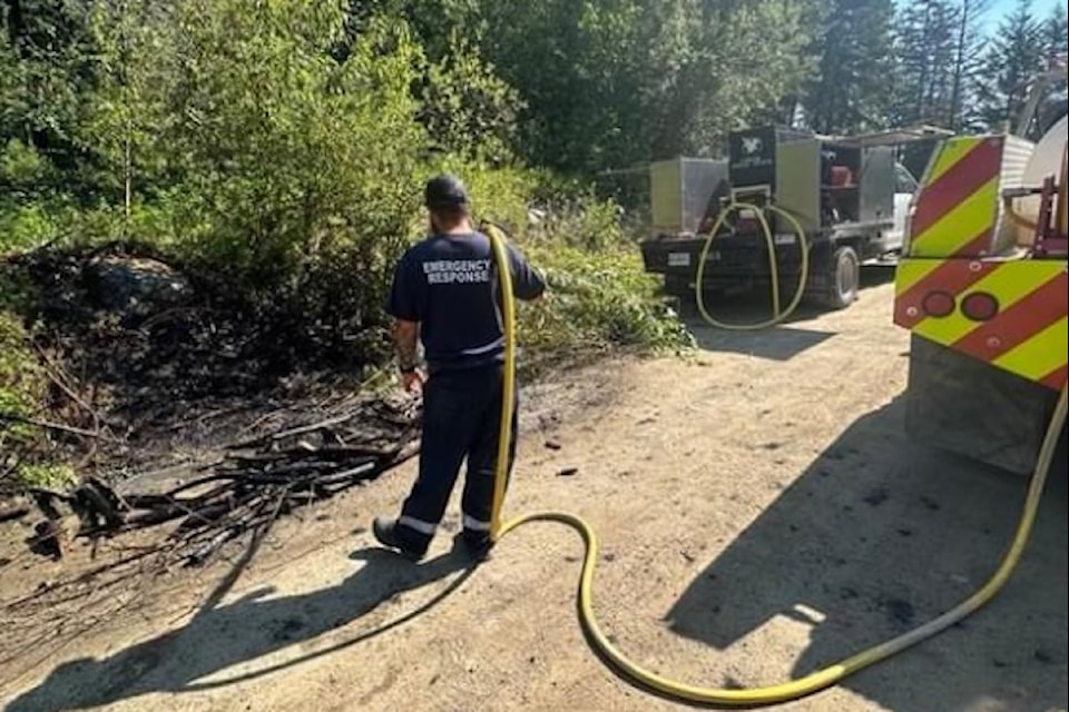 Crews extinguished a wildfire along Postil Lake Road in Lake Country that started on Friday, July 19, 2024.