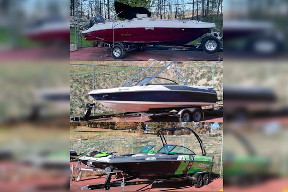 Three of five watercraft West Kelowna RCMP are asking for help in locating.