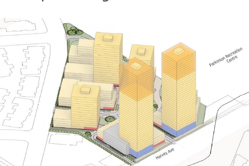 Conceptual rendering of a residential/commerical project proposed for the current site of Global Fitness and Dakota's Pub.