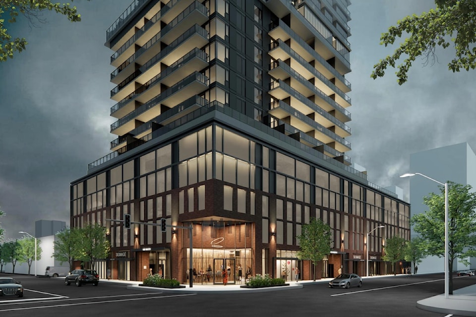 Conceptual rendering of a 33-storey high rise planned for 346 Lawrence Avenue and 1551 Water Street.