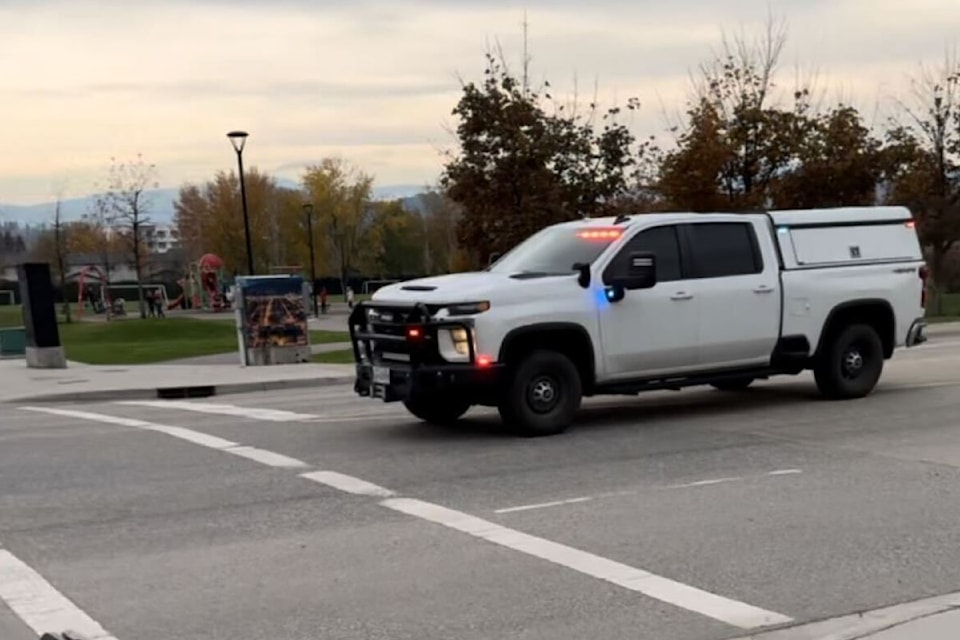 RCMP vehicles travelling down Rutland Road, Nov. 8.