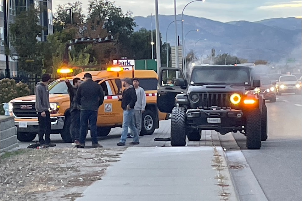 An engine fire was quickly doused on Highway 97 in  on Friday, Oct. 4.