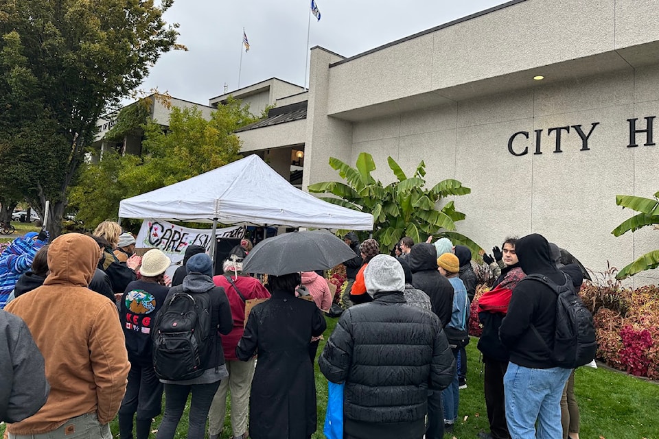 Unhoused Solidarity Collective Okanagan (USCO) held a Involuntary Treatment Rally in front of Kelowna's City Hall on Oct. 18.