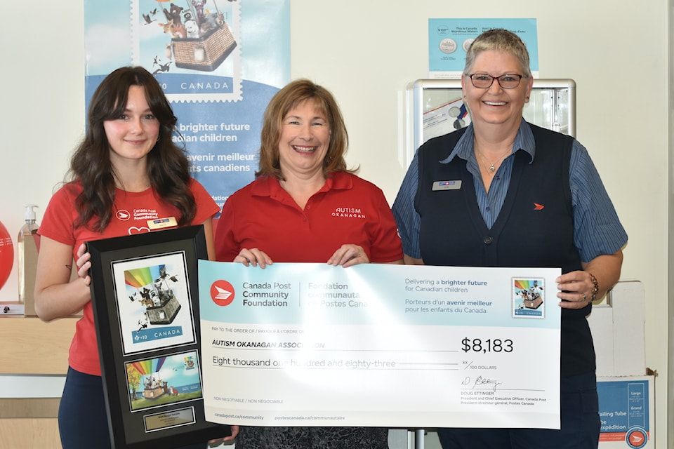 Autism Okanagan received $8,138 from the Canada Post Community Foundation on Thursday, Sept. 26.
