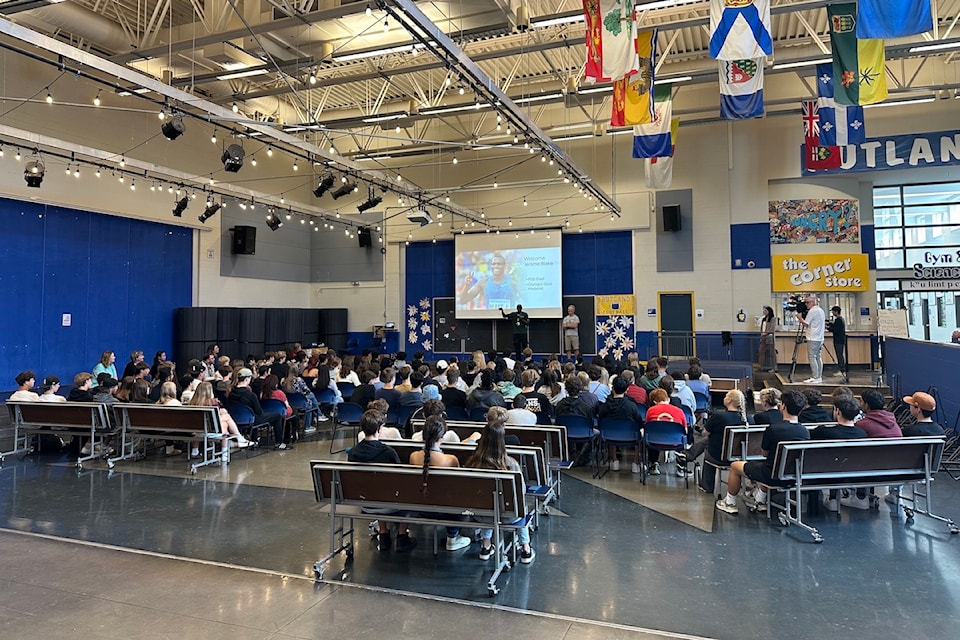 Jerome Blake, who won gold at the 2024 Paris Olympics game, visited his old high school, Rutland Senior Secondary on Tuesday, Sept. 24.
