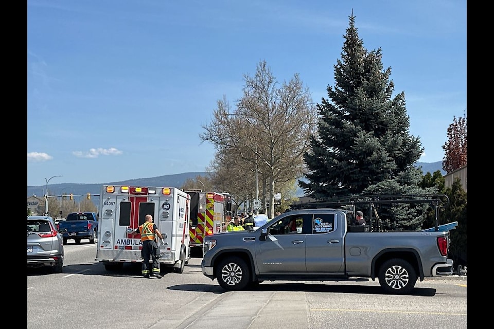 The Kelowna Fire Department, RCMP and BC Ambulance Service respond to a vehicle incident at Highway 97 and Leckie Road.