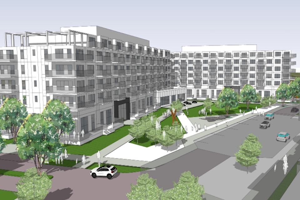 Conceptual rendering of a major housing development proposed for the 鶹ѡ, Lake Country border.