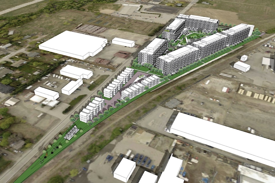 Conceptual rendering of a major housing development proposed for the , Lake Country border.