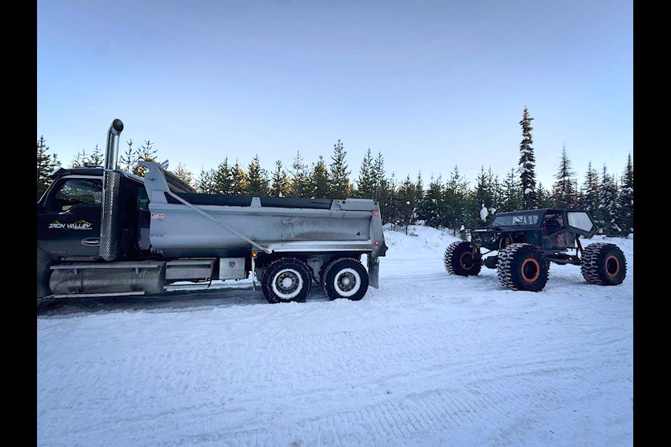 Luke Pittman and his rig extracted a dump truck from Forest Service Road 201
