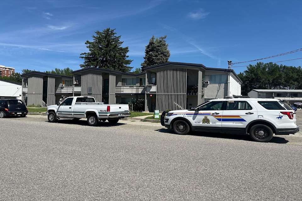 91Ѽ RCMP, firefighters and the coroner on scene of an incident on Kelglen Crescent on Monday, July 7, 2025.