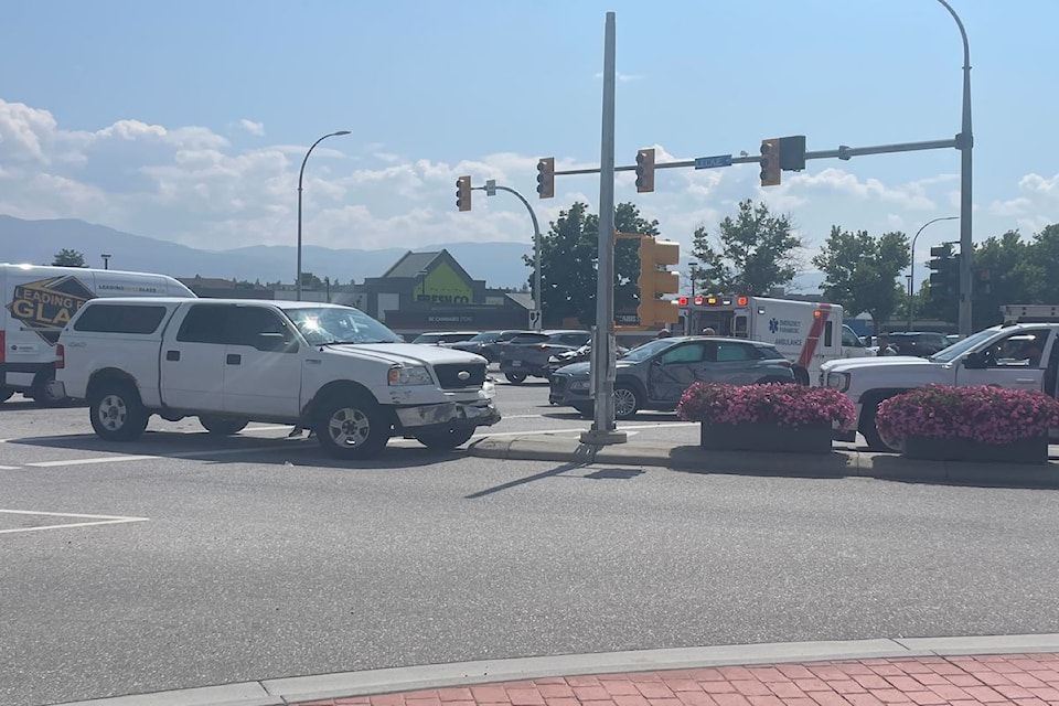3 vehicle crash slows traffic at Hwy 97, Leckie Road in
