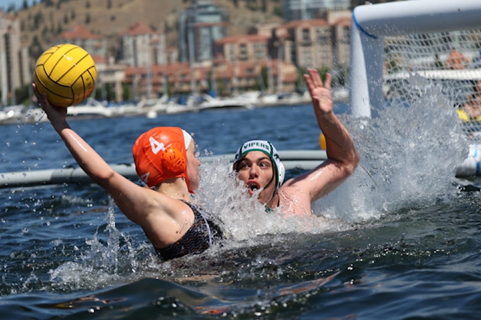 A player winds up for a shot on net at the 91Ѽ Classic Lake Water Polo Tournament, held July 12-13, 2025.