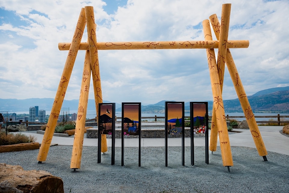 A new public art piece at the Knox Mountain First Lookout is inspired by the tuktánixw (summer home), a traditional syilx structure that was used for shelter during harvest from early spring to late fall.