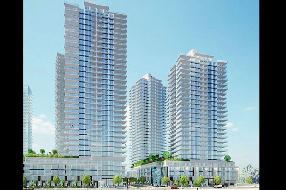Conceptual rendering of a four tower project proposed for 1070 Ellis Street.