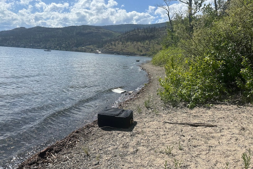 A suitcase washed ashore at Bear Creek Provincial Park the morning of May 7, 2025. 