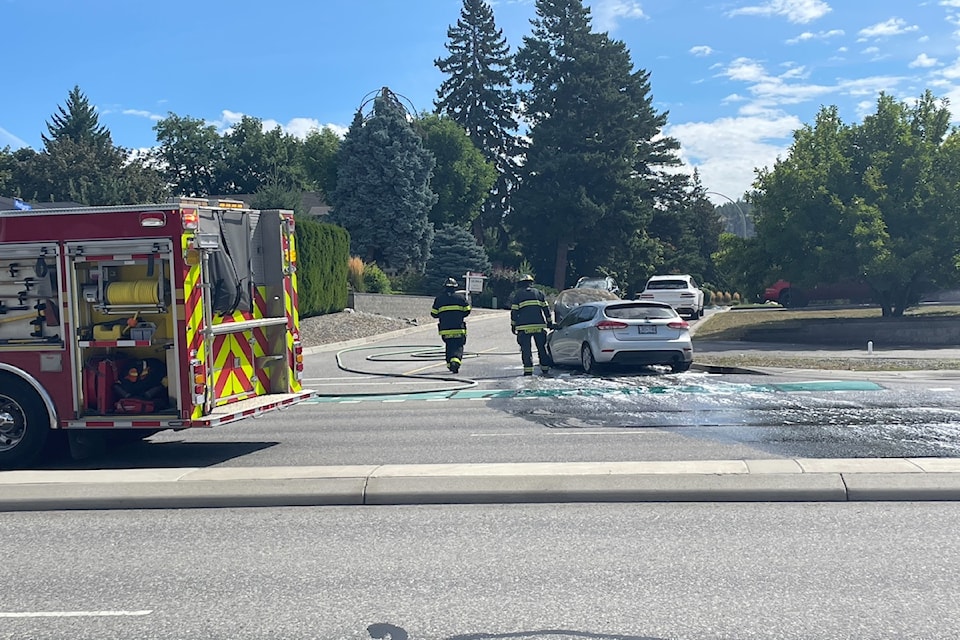Car on fire on Clifton Road. 