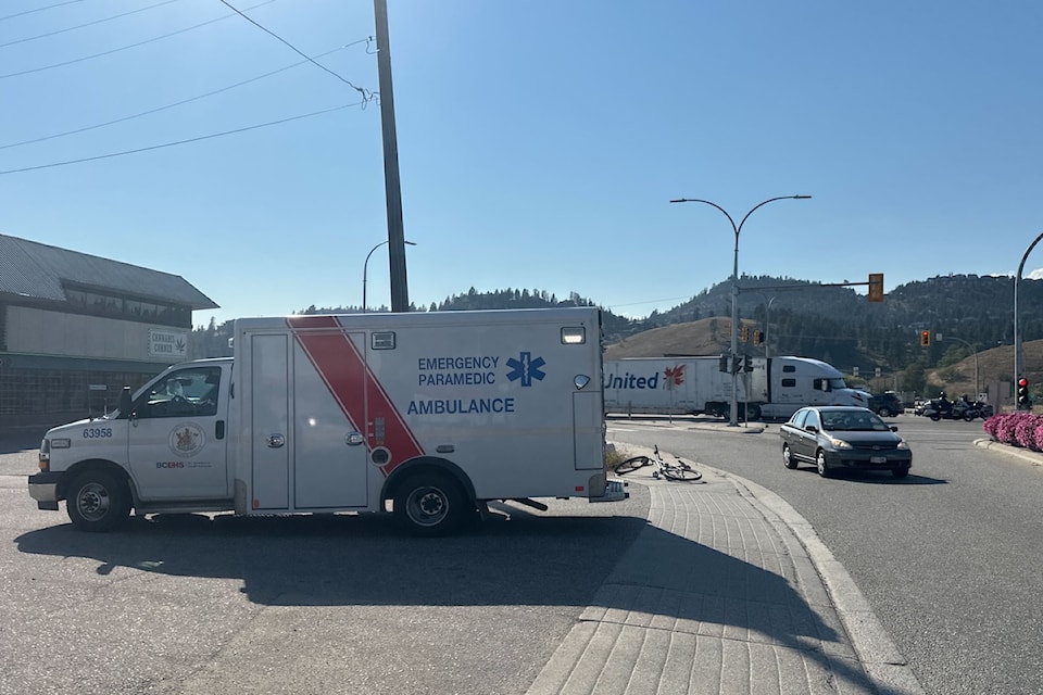 Collision involving cyclist and vehicle on McCurdy and Highway 97.
