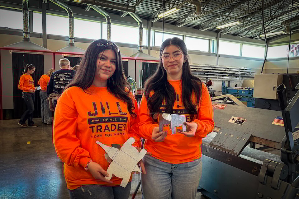 Grade 12 students and sisters Ambar and Celeste de la Rosa at the Jill of All Trades event at Okanagan College on May 22, 2025