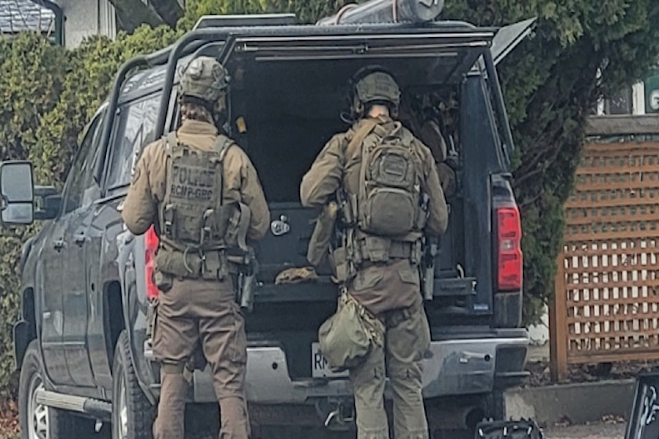 RCMP on scene of a home on Sutherland Avenue. 