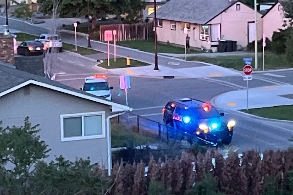 RCMP block Asher Road at McIntosh Road, Monday night. 