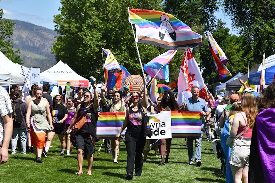 Kelowna Pride Month kicked off with the annual march from Stuart Park to City Park on Saturday, May 31.
