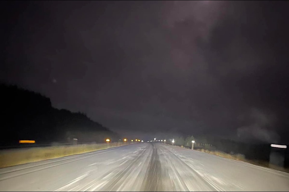 The Okanagan Connector received its first blanket of snow this fall on Thursday morning, Oct. 17.