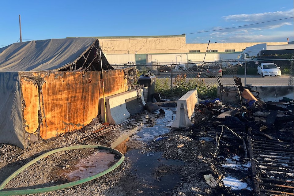Fire at 's Tent City on June 20, 2024.