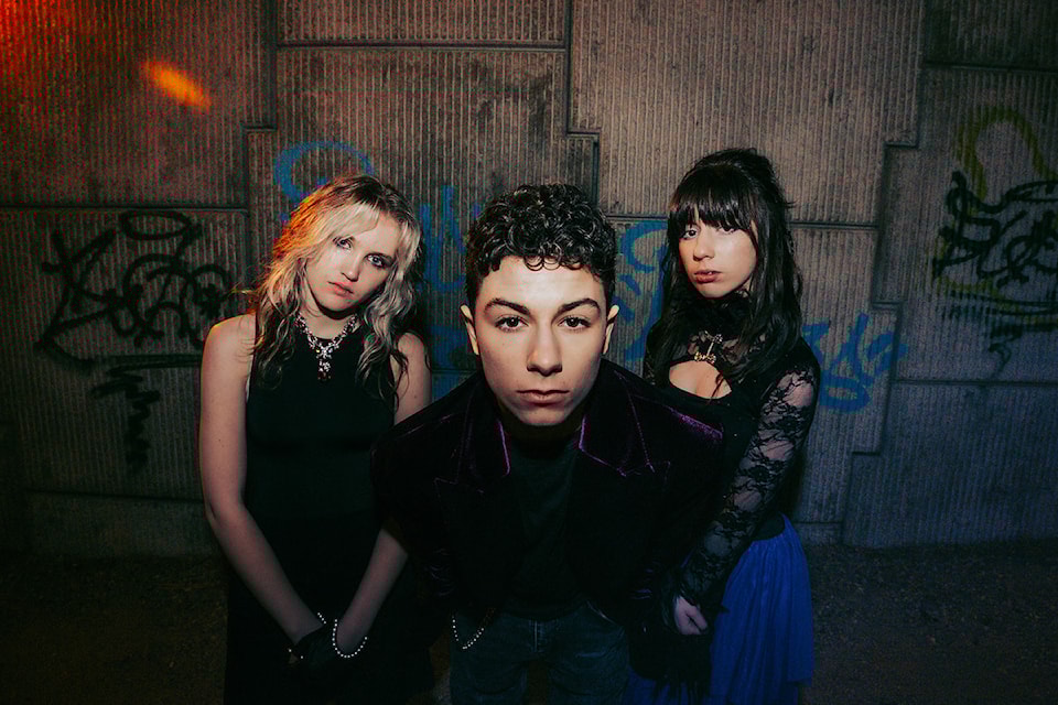 Freeze the Fall is, from left, Quinn Mitzel (17) lead guitar and vocals, Jonah Goncalves (16) drums and Aria Becker (15) bass and backing vocals.