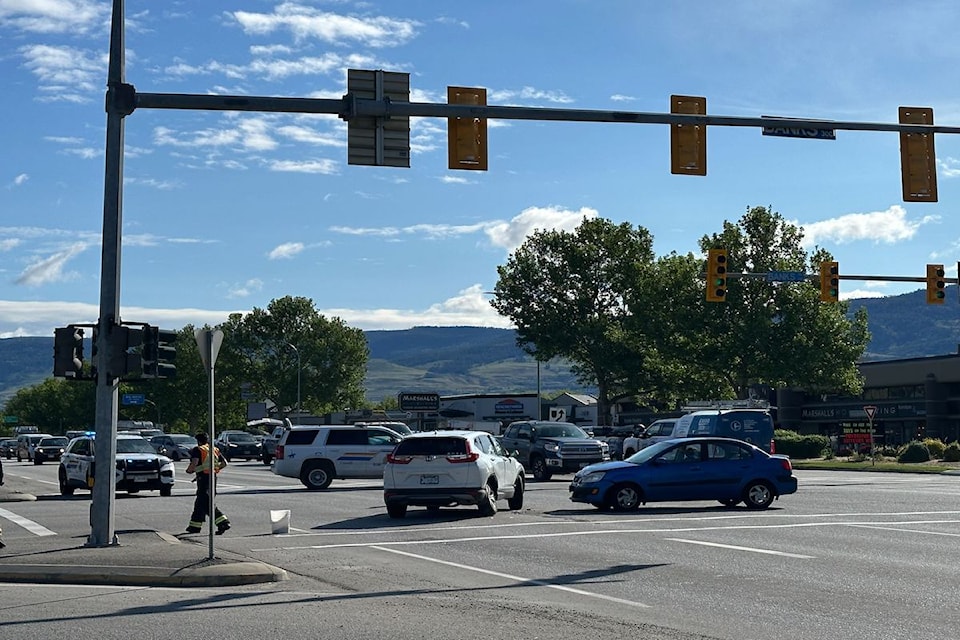 Emergency crews at the scene of a two vehicle crash at Harvey Avenue and Banks Road in  on May 20, 2025.