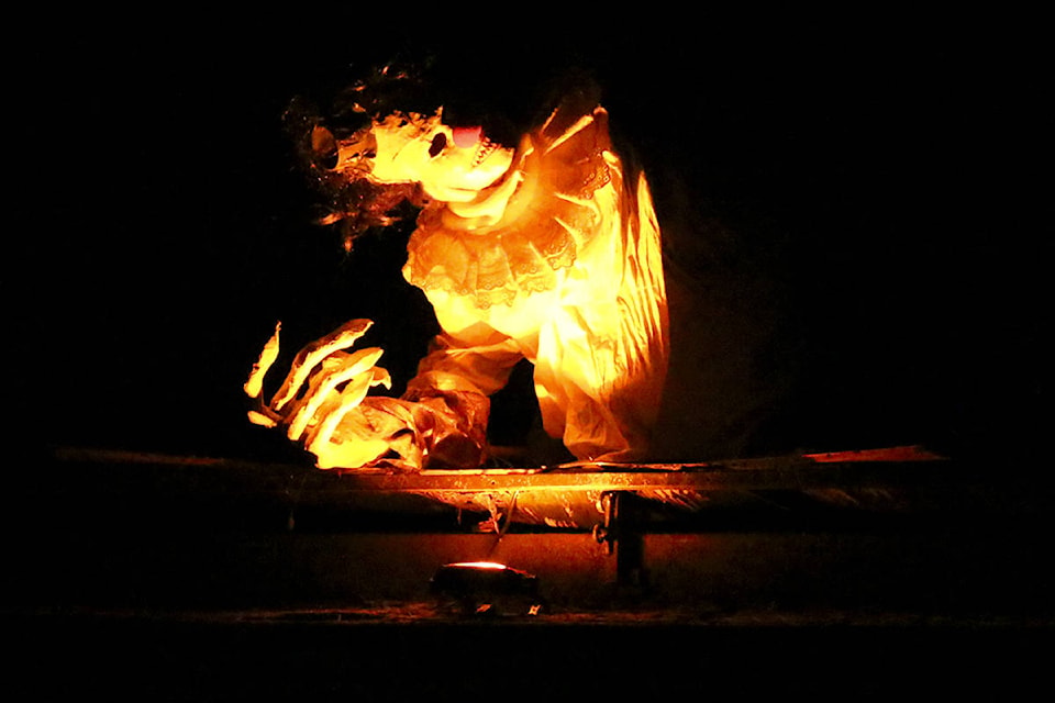 Volunteers set up frightening camps throughout the fields in Caravan Farm Theatre’s Walk of Terror Saturday. (Parker Crook/Morning Star)