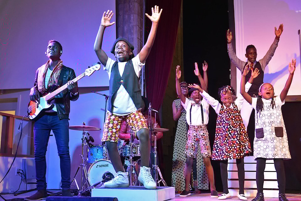 The exuberant Watoto Childrenѻýs Choir had their audience up off their seats clapping and dancing and singing along during their Tuesday, May 29, performance at the Five Corners Pentecostal Church. (Lachlan Labere/Salmon Arm Observer)