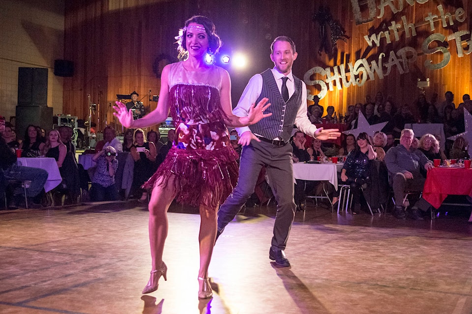 Dancing the Charleston, Brittany and Jordan Grieve wow the audience and judges to win first place in the couples competition of Dancing with the Shuswap Stars. (Lachlan Labere/Salmon Arm Observer)