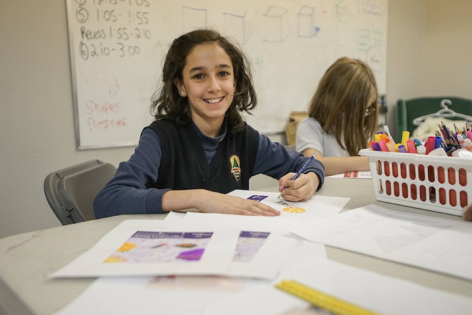 Grade 4 and 5 students at Aberdeen Hall Preparatory school are using the art design skills learned in class and applying them to creating ads for 鶹ѡ companies. (Photo contributed)