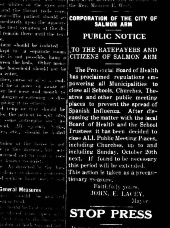 Looking back: Salmon Arm鈥檚 experience with the Spanish flu
