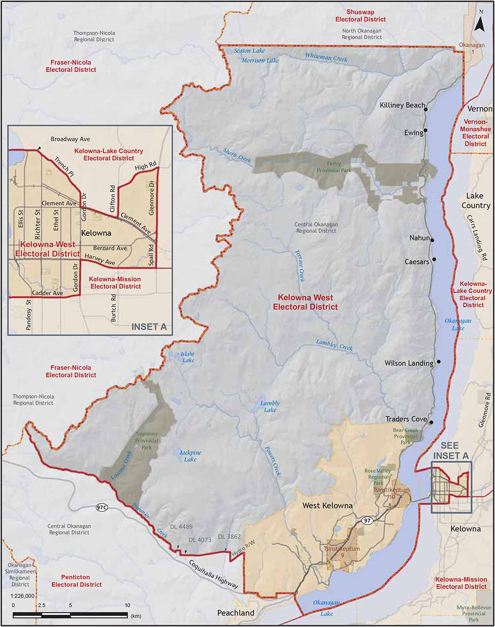 Map of the Kelowna West riding. (Elections BC)